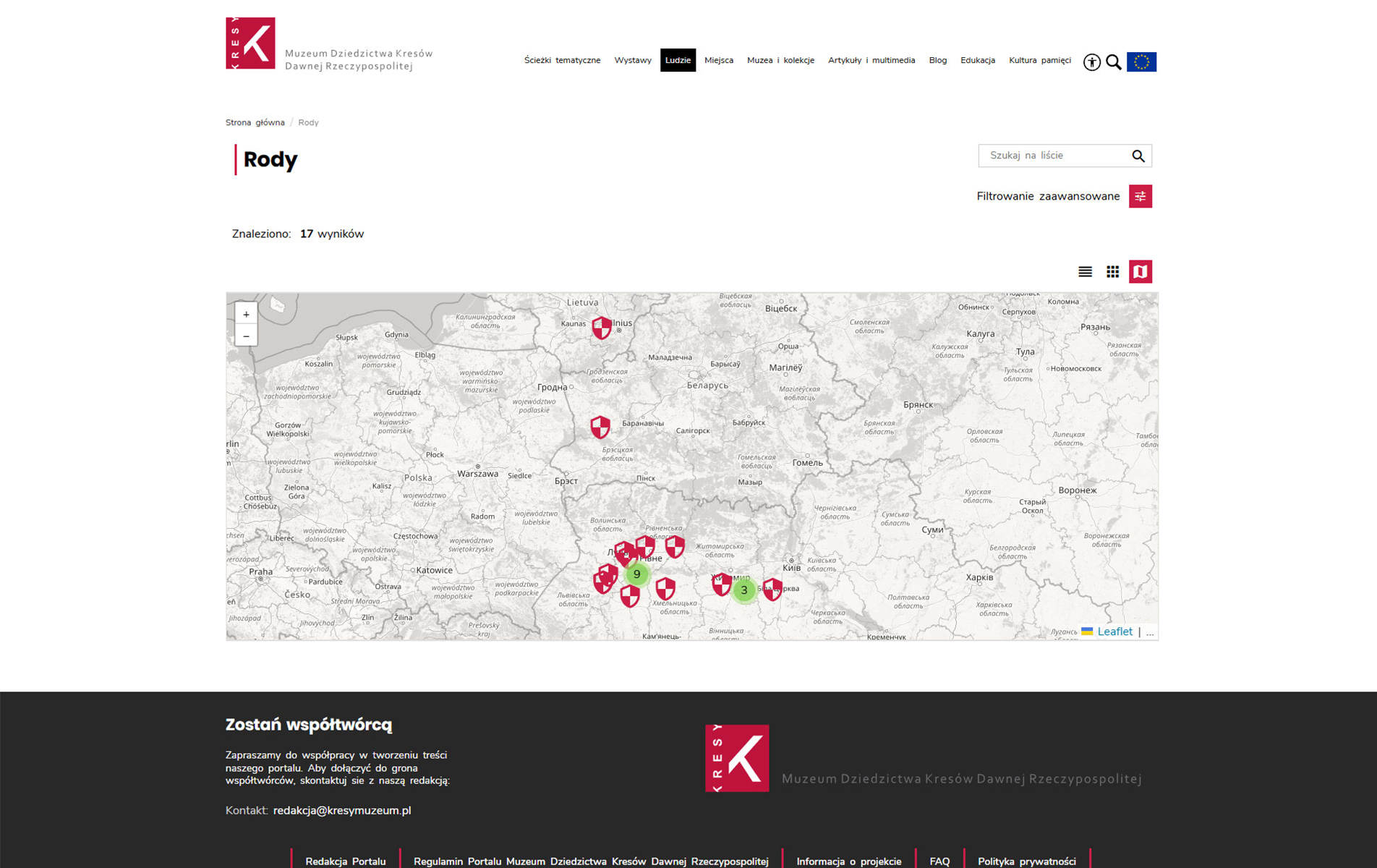 Kresy - rody mapa