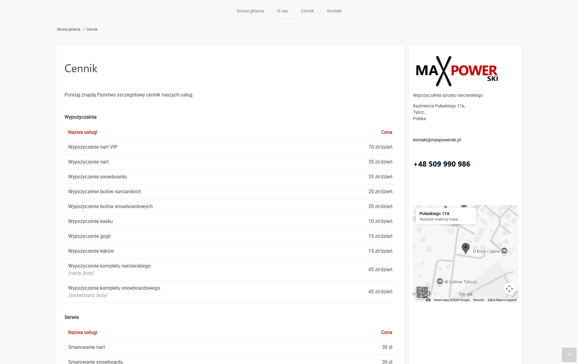Max Power Ski - cennik