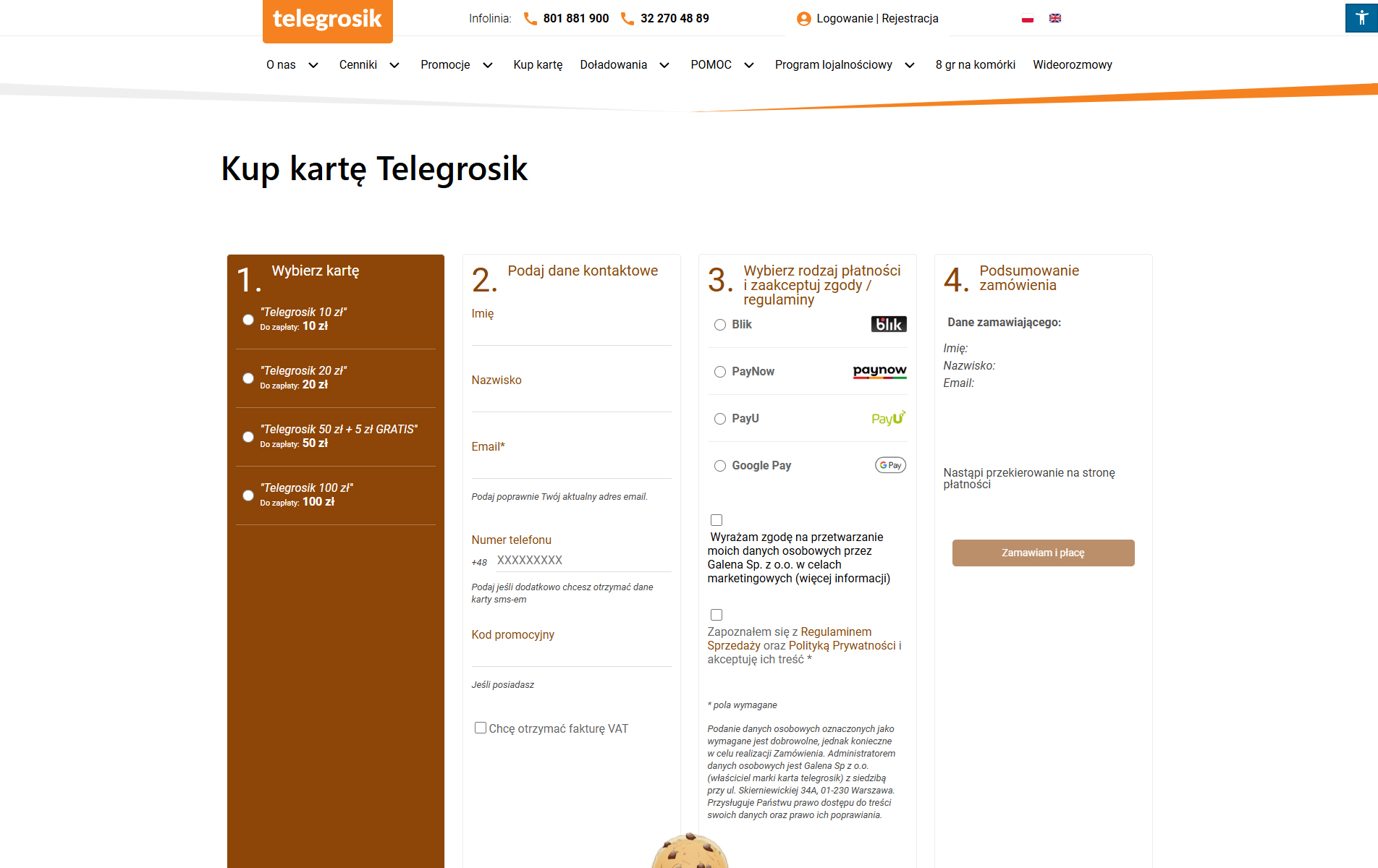 Telegrosik - zakup karty