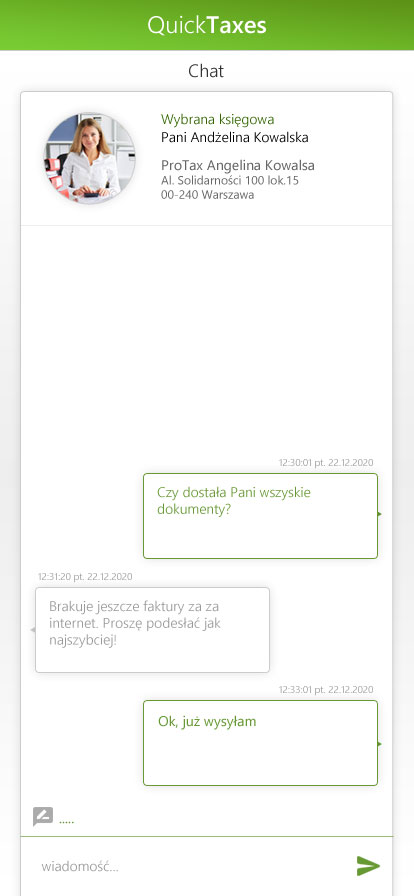 QuickTaxes - chat page